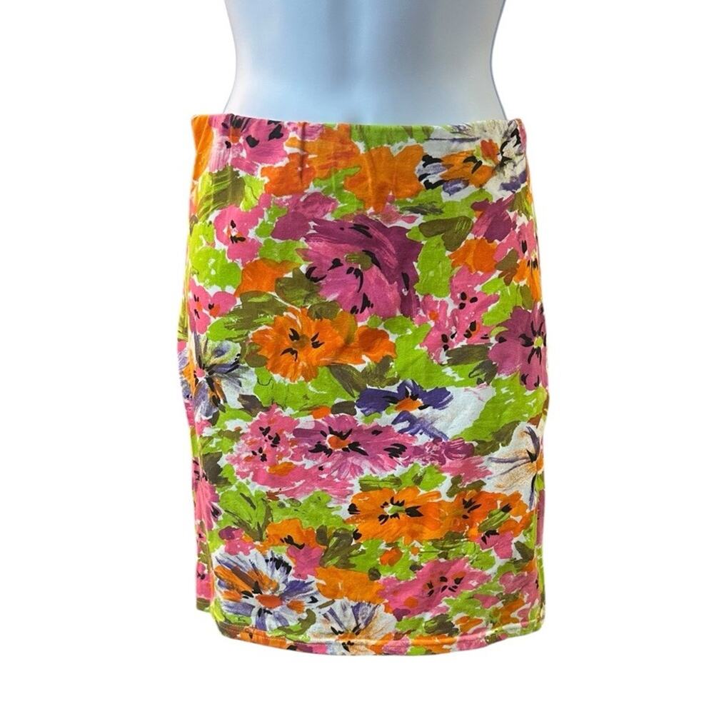Vintage BCBG Paris Sportswear Multicolor Floral Mini Skirt Y2K Size Large